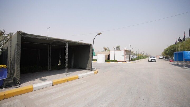 تقرير مصور/ العتبة العباسية المقدسة تواصل أعمال تهيئة مجموعة مواكب أم البنين (عليها السلام) لخدمة زائري الأربعين