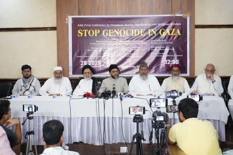 انعقاد مؤتمر صحفي لنصرة فلسطين.. قادة منظمات اسلامية بالهند يطالبون بوقف سياسة التجويع في غزة