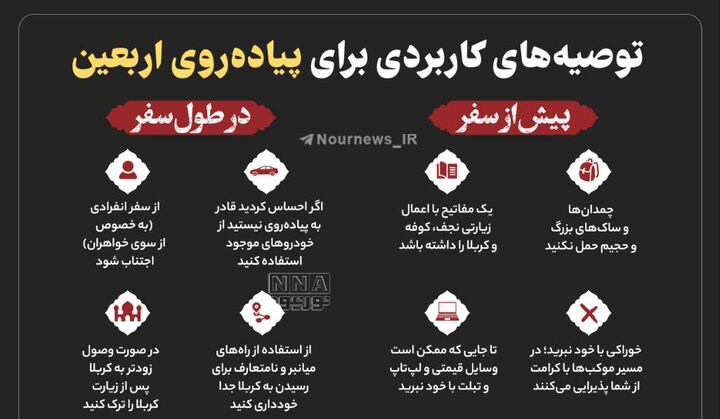 داده‌نما | توصیه‌های کاربردی برای پیاده‌روی اربعین