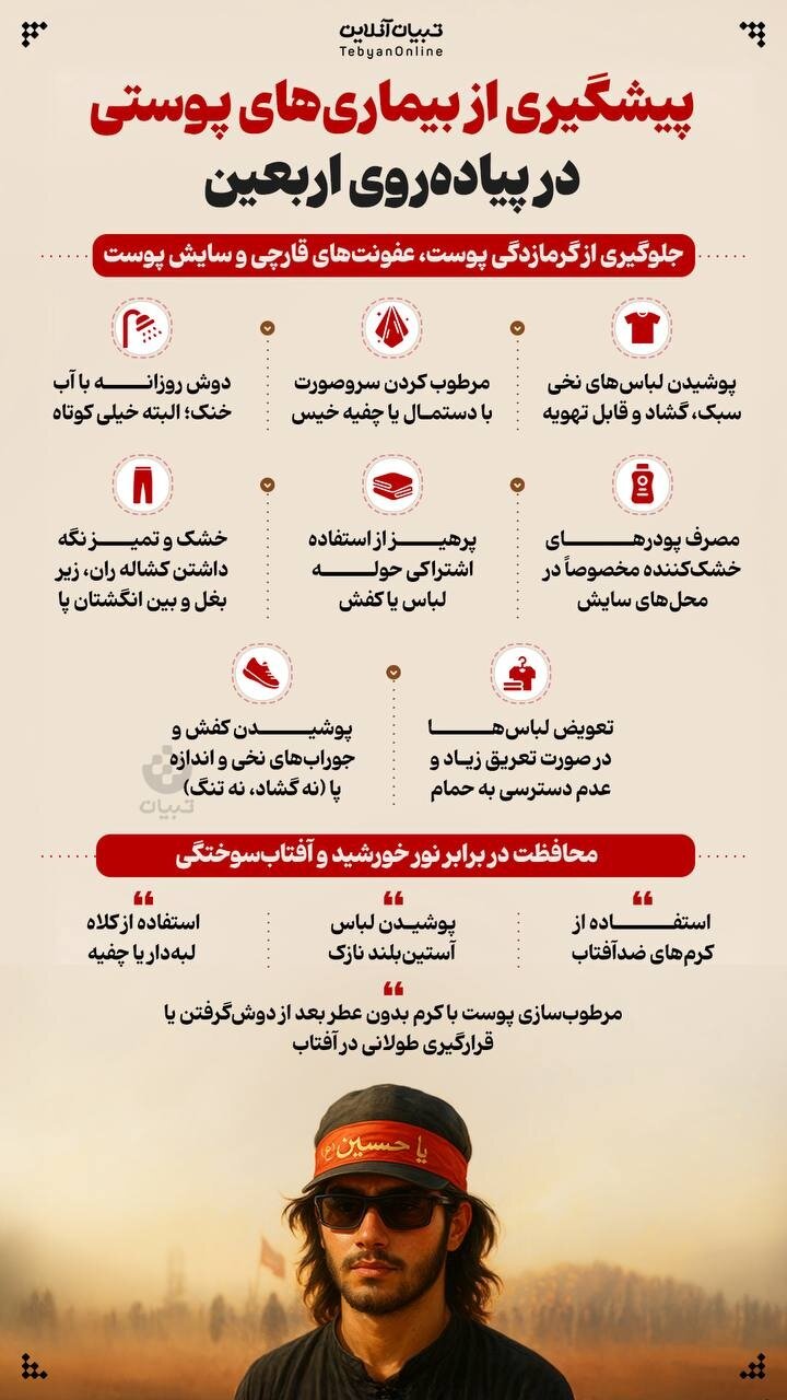 داده‌نما | پیشگیری از بیماری‌های پوستی در پیاده‌روی اربعین