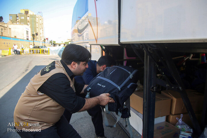 بدرقه خادمان موکب حرم حضرت معصومه (س) در عمود ۱۰۸۰