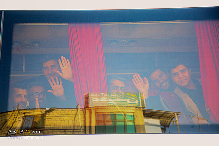 بدرقه خادمان موکب حرم حضرت معصومه (س) در عمود ۱۰۸۰