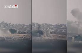 فيديو | القسام تنشر مشاهد من تفجير 3 عبوات أرضية داخل أحد محاضن آليات العدو في خانيونس