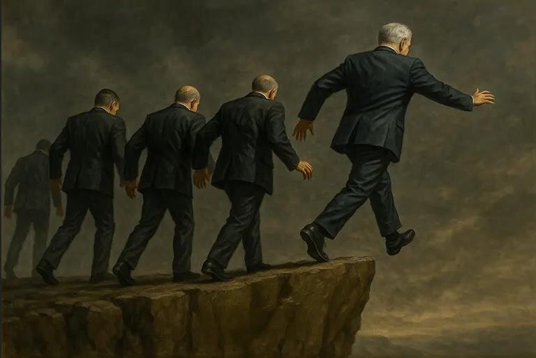 Cartoon: A Herd Driven by Netanyahu Toward Abyss