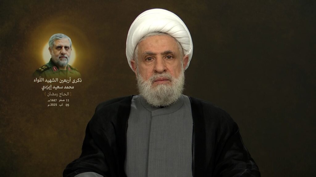 شیخ نعیم قاسم: شهید ایزدی عمر خود را در راه خدمت به فلسطین سپری کرد/ سلاح مقاومت و ارتش از لبنان دفاع خواهند کرد