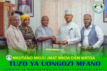 Sheikh Dr. Alhad Musa Salum Akabidhiwa Tuzo ya Uongozi wa Mfano na JMAT Mkoa wa Dar -es- Salaam