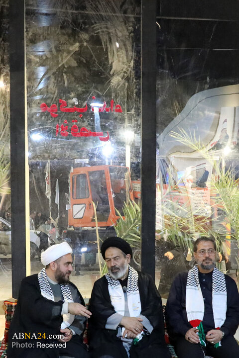 استقبال علما و جوانان فلسطینی از نماینده مقام معظم رهبری در موکب «نداء الاقصی»