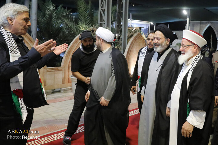 استقبال علما و جوانان فلسطینی از نماینده مقام معظم رهبری در موکب «نداء الاقصی»