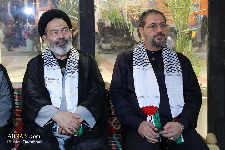 استقبال علما و جوانان فلسطینی از نماینده مقام معظم رهبری در موکب «نداء الاقصی»