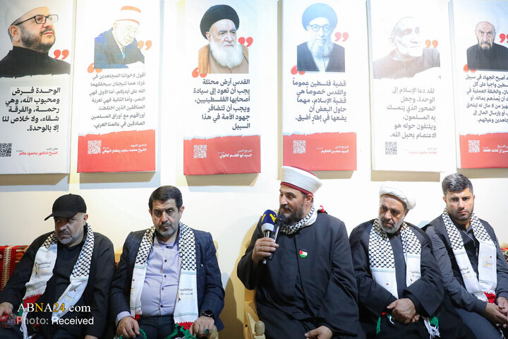 استقبال علما و جوانان فلسطینی از نماینده مقام معظم رهبری در موکب «نداء الاقصی»