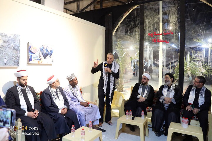 استقبال علما و جوانان فلسطینی از نماینده مقام معظم رهبری در موکب «نداء الاقصی»