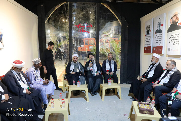استقبال علما و جوانان فلسطینی از نماینده مقام معظم رهبری در موکب «نداء الاقصی»