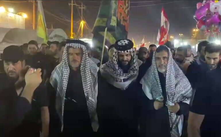 فيديو | مشاهد نادرة لحضور  الشهيد القائد امير علي حاجي زاده، خلال ‎زيارة الاربعين قبل عامين