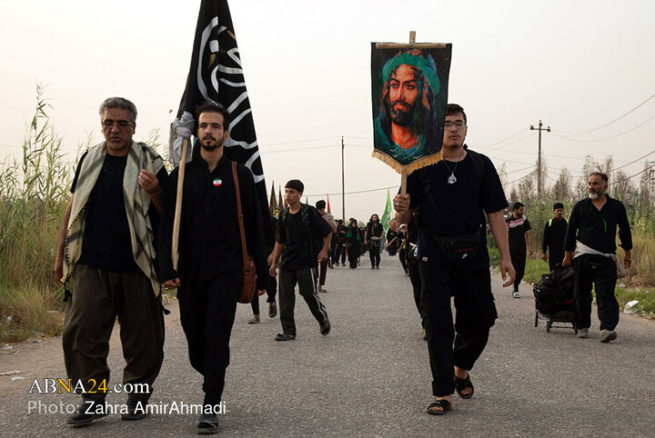 پیاده روی زائران اربعین از مسیر طریق العلما