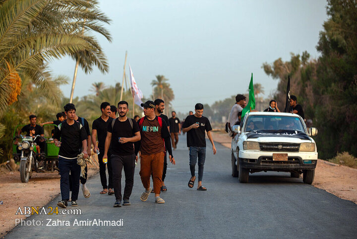 پیاده روی زائران اربعین از مسیر طریق العلما
