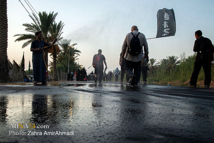 پیاده روی زائران اربعین از مسیر طریق العلما