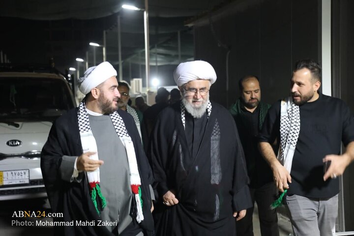 گزارش تصویری |حضور آیت‌الله رمضانی در موکب «نداء الاقصی» در طریق الحسین