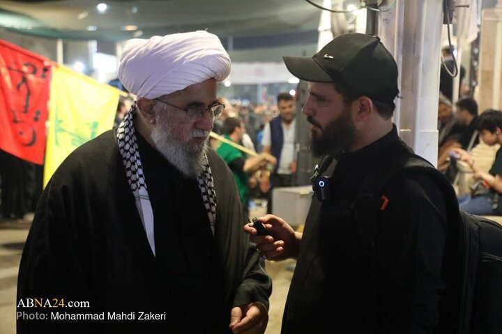 گزارش تصویری |حضور آیت‌الله رمضانی در موکب «نداء الاقصی» در طریق الحسین