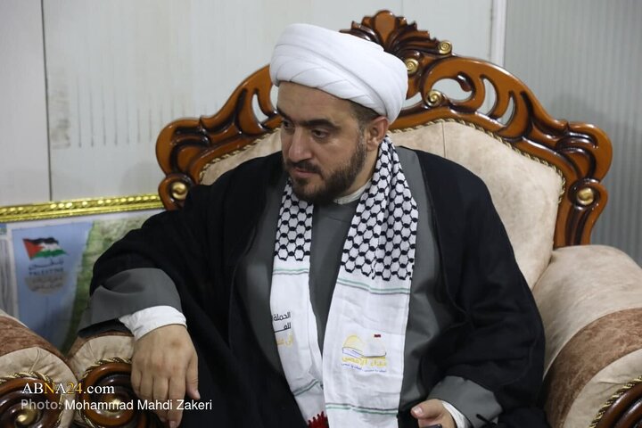 گزارش تصویری |حضور آیت‌الله رمضانی در موکب «نداء الاقصی» در طریق الحسین