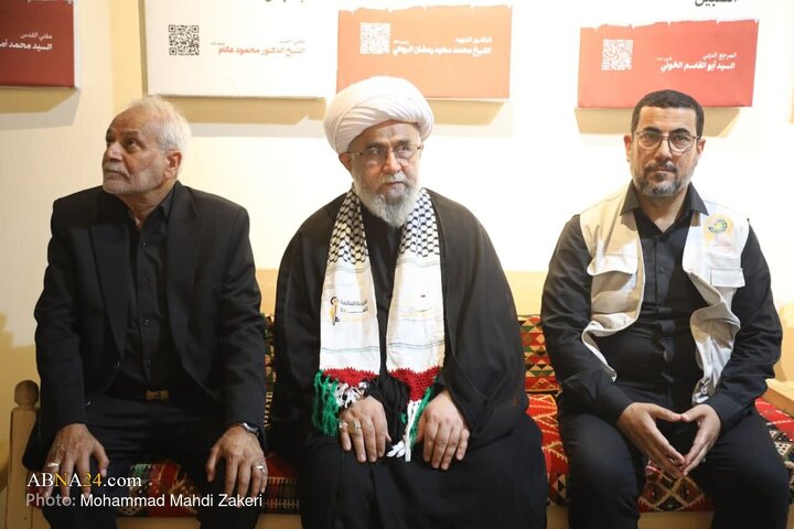 گزارش تصویری |حضور آیت‌الله رمضانی در موکب «نداء الاقصی» در طریق الحسین