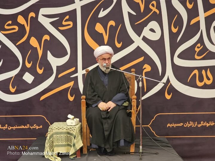 تقرير مصور/ الأمين العام للمجمع العالمي لأهل البيت (ع) يحضر في موكب المحسنين بمدينة كربلا ويلقي كلمة