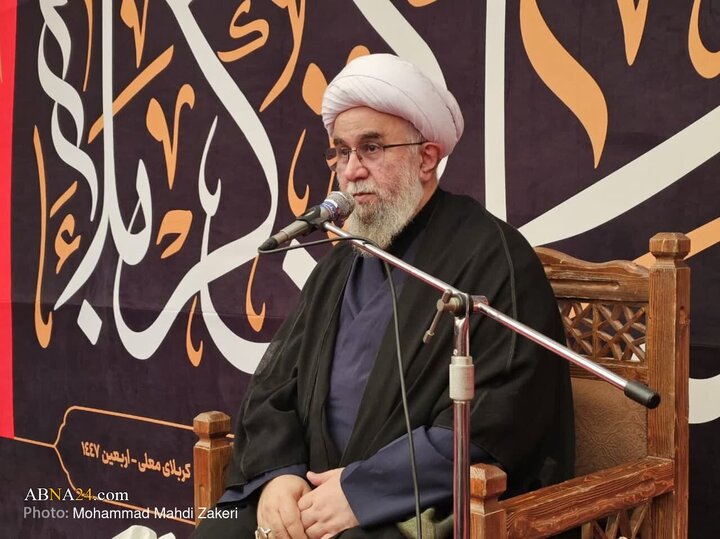 تقرير مصور/ الأمين العام للمجمع العالمي لأهل البيت (ع) يحضر في موكب المحسنين بمدينة كربلا ويلقي كلمة