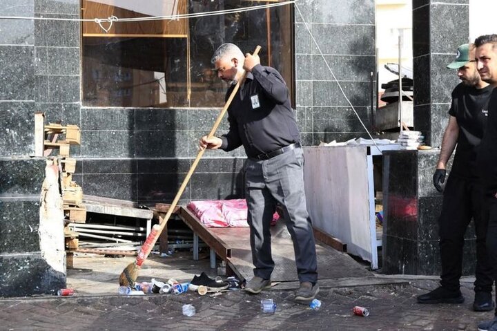 إطلاق حملة تنظيف لمنطقة باب بغداد بعد انتهاء زيارة الأربعين في كربلاء المقدسة