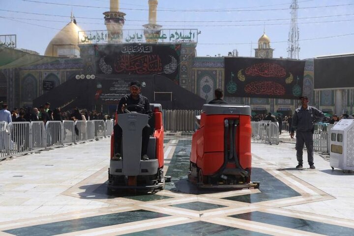 حملة تنظيف واسعة للساحة الوسطية لبين الحرمين الشريفين