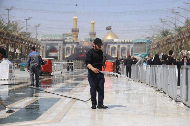 حملة تنظيف واسعة للساحة الوسطية لبين الحرمين الشريفين
