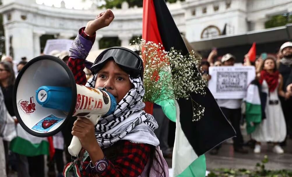 فریاد همبستگی مکزیک با فلسطین در خیابان‌های پایتخت