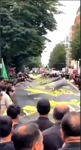 ویدیو | شکوه عزا و یاد شهدای جنگ ۱۲ روزه در مراسم اربعین حسینی در خیابان‌های لندن