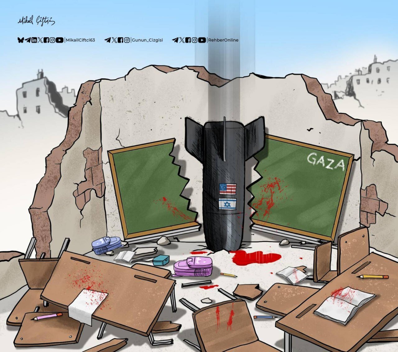 Cartoon: The beginning of school year in Gaza