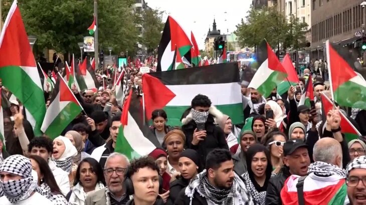 Mass protest in Stockholm condemns Israeli crimes, calls for Gaza solidarity
