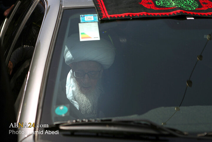 دسته عزاداری آیت‌الله وحید خراسانی در روز شهادت امام حسن عسکری(ع)