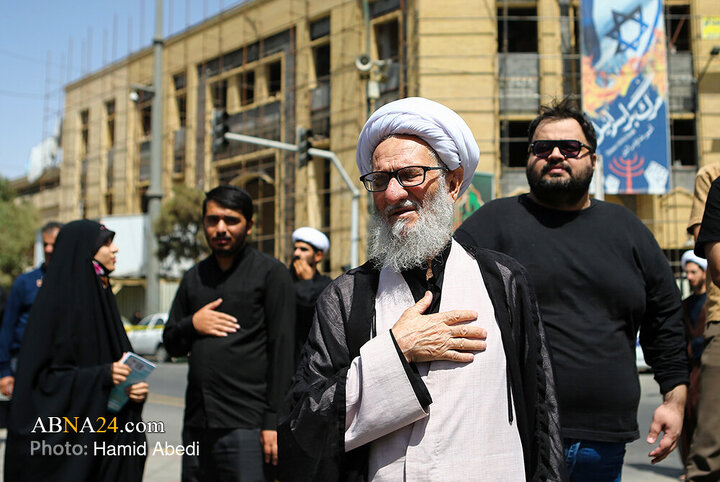 دسته عزاداری آیت‌الله وحید خراسانی در روز شهادت امام حسن عسکری(ع)