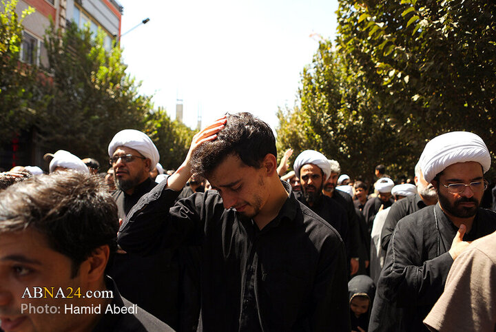 دسته عزاداری آیت‌الله وحید خراسانی در روز شهادت امام حسن عسکری(ع)