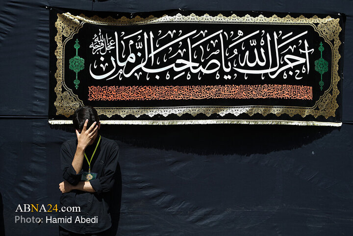 دسته عزاداری آیت‌الله وحید خراسانی در روز شهادت امام حسن عسکری(ع)