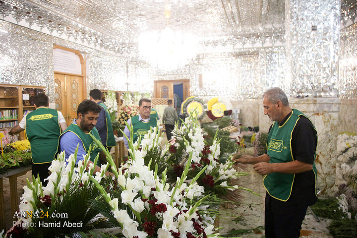 گل‌آرایی ضریح مطهر بانوی کرامت به مناسبت سالروز ورود ایشان به قم