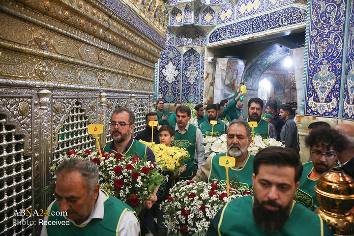 گل‌آرایی ضریح مطهر بانوی کرامت به مناسبت سالروز ورود ایشان به قم