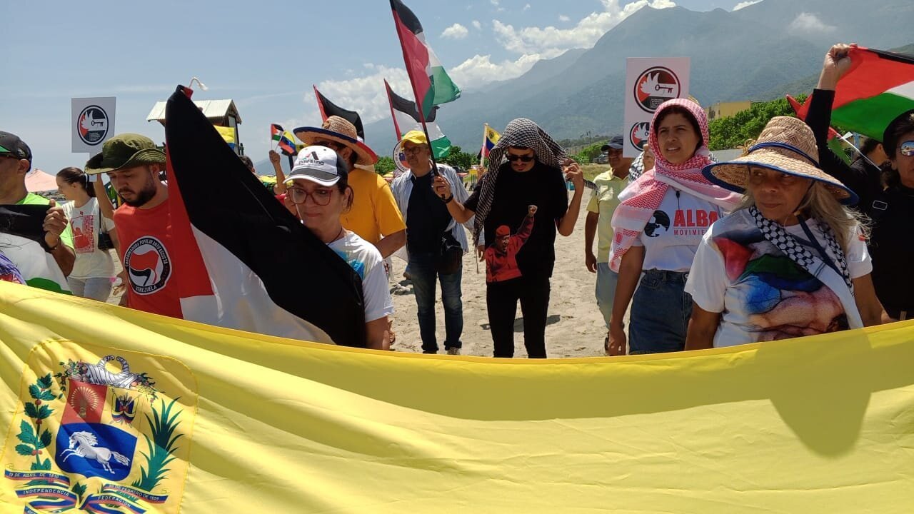 Mkusanyiko wa watu wa Venezuela katika kuunga mkono malengo ya Palestina na kulaani mauaji ya kimbari yanayoendelea Gaza