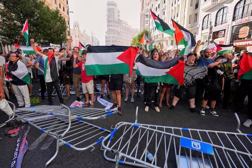 حضور گسترده حامیان فلسطین در خیابانهای مادرید؛ بزرگترین همبستگی با فلسطین در تاریخ اسپانیا