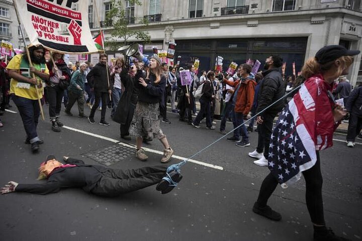 احتجاجات في لندن ضد زيارة ترامب الى بريطانيا