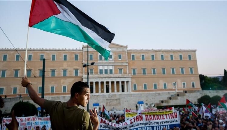 Pro-Palestine supporters pour red paint on hotel for Israeli investors in Greece