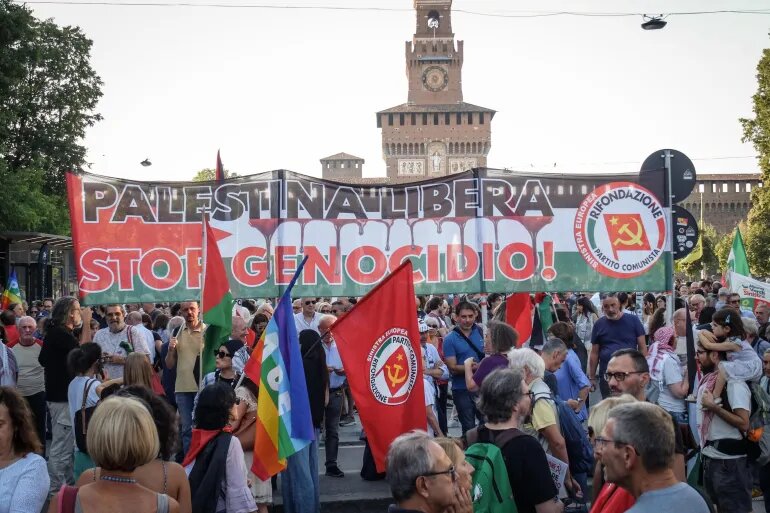 تظاهرات گستردۀ ایتالیایی‌ها در حمایت از فلسطین/ حقوقدانان ایتالیایی خواستار پایان نسل‌کشی در غزه شدند