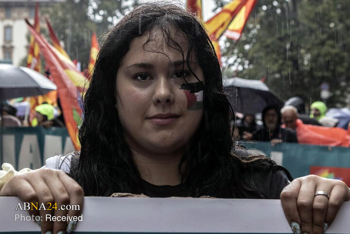 تظاهرات حمایت از غزه در شهر میلان ایتالیا