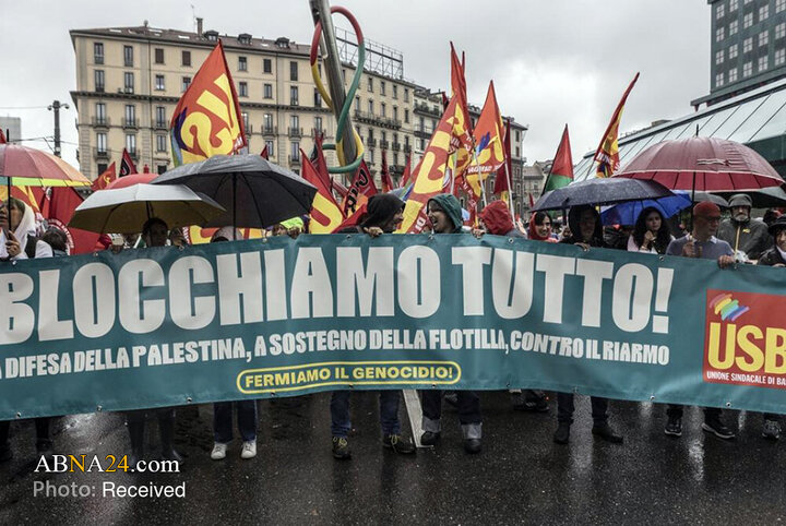 تظاهرات حمایت از غزه در شهر میلان ایتالیا