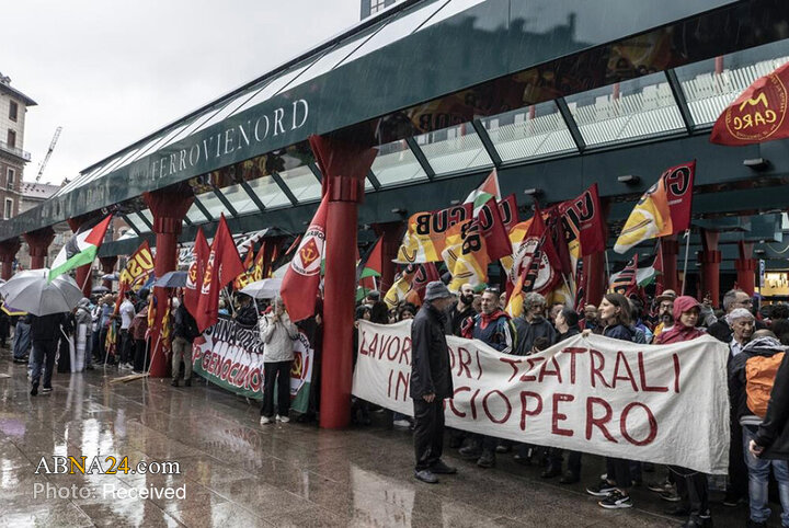 تظاهرات حمایت از غزه در شهر میلان ایتالیا