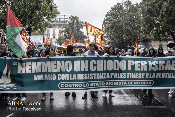 تظاهرات حمایت از غزه در شهر میلان ایتالیا