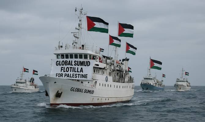 Global Sumud flotilla nears Greek waters on journey to Gaza