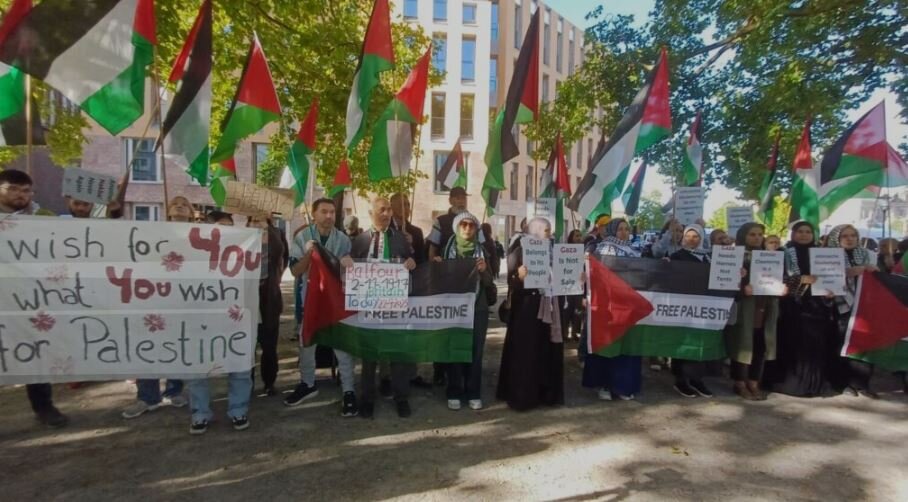 Protesta en Berlín contra el suministro de armas a Israel